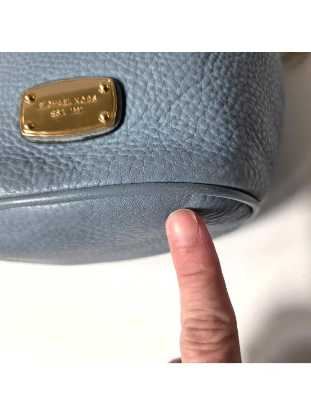 Michael Kors Blue Leather Jules Mini Drawstring Bucket Bag Crossbody Slouchy